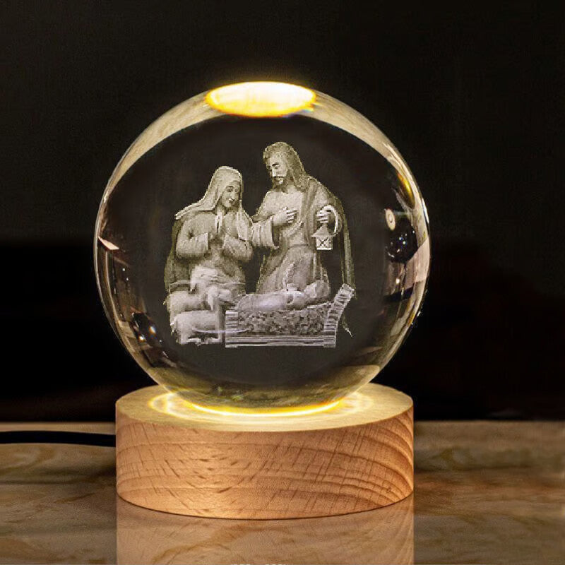 3D Jesus Nativity Scene Crystal Ball✝