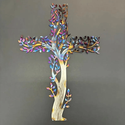 🔥Early Easter Sale-Save 49% OFF - ✝️2025 Handmade Living Cross of Life-Tree of Life Metal Wall Art