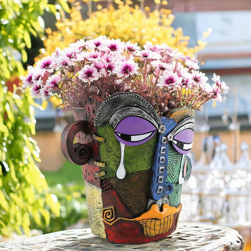 😍Handmade Picassoo Antique Bronze Abstract Beauty Face Flower Pot - Series 2