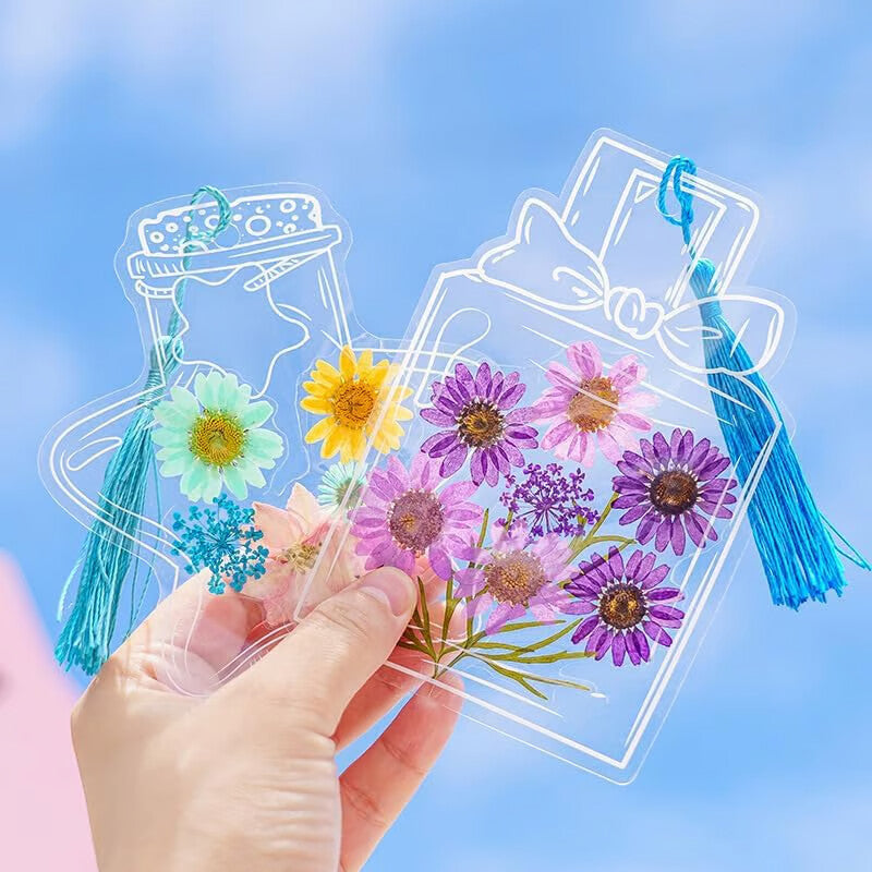 Transparent Dried Flower Bookmarks(40 PCS,No flowers)