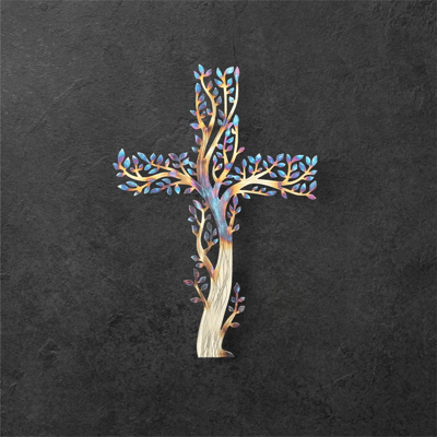 🔥Early Easter Sale-Save 49% OFF - ✝️2025 Handmade Living Cross of Life-Tree of Life Metal Wall Art