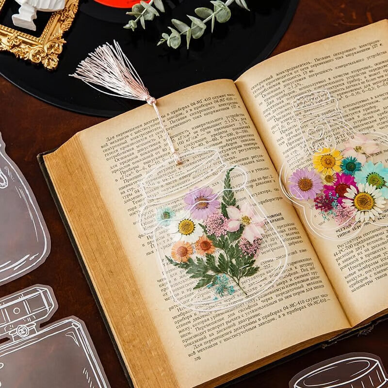 Transparent Dried Flower Bookmarks(40 PCS,No flowers)