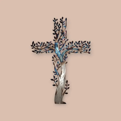 🔥Early Easter Sale-Save 49% OFF - ✝️2025 Handmade Living Cross of Life-Tree of Life Metal Wall Art