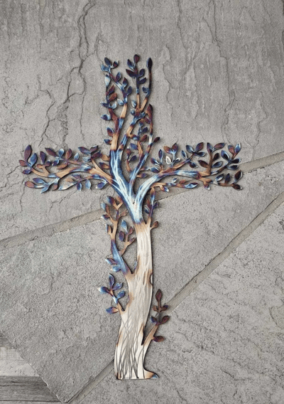 🔥Early Easter Sale-Save 49% OFF - ✝️2025 Handmade Living Cross of Life-Tree of Life Metal Wall Art
