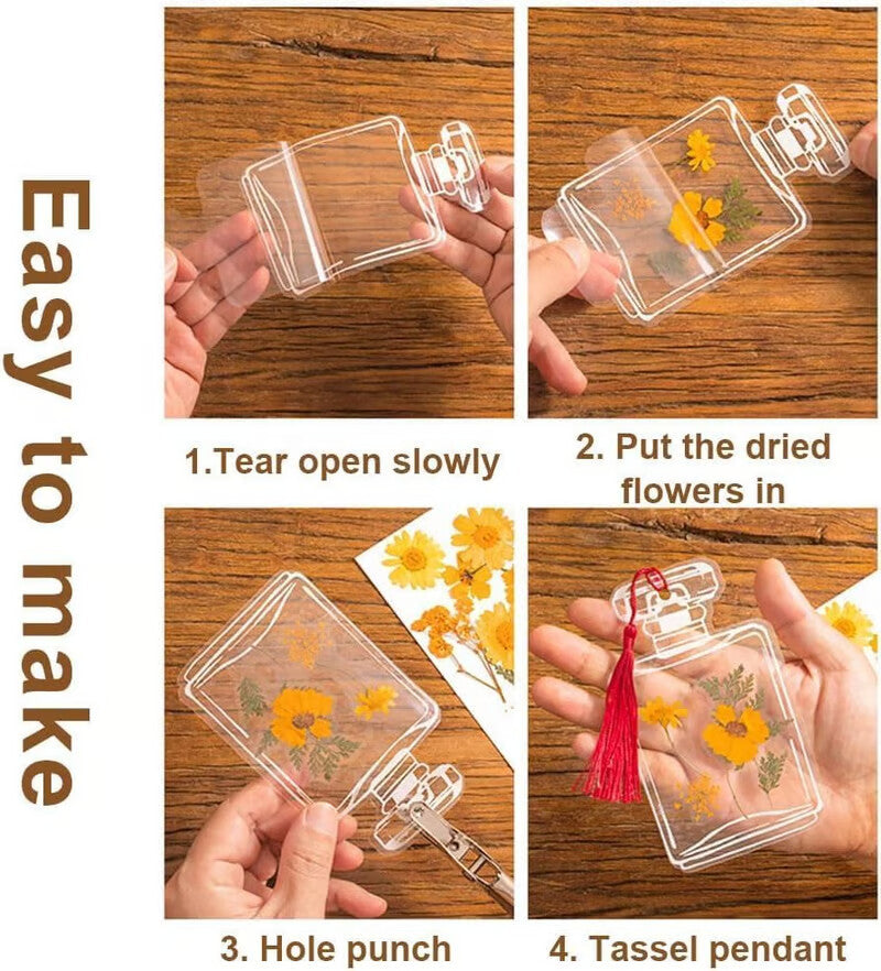 Transparent Dried Flower Bookmarks(40 PCS,No flowers)