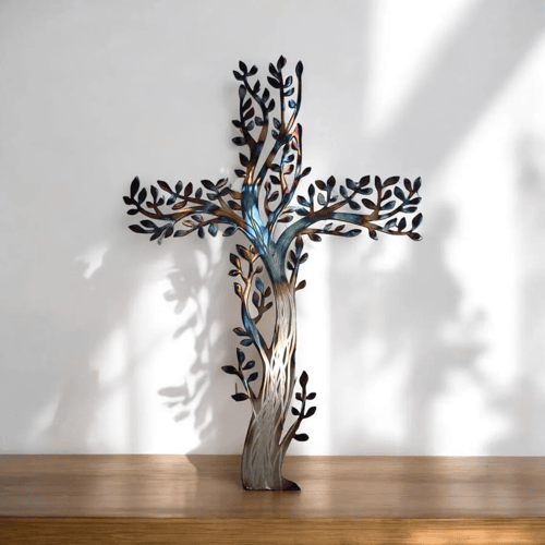 🔥Early Easter Sale-Save 49% OFF - ✝️2025 Handmade Living Cross of Life-Tree of Life Metal Wall Art