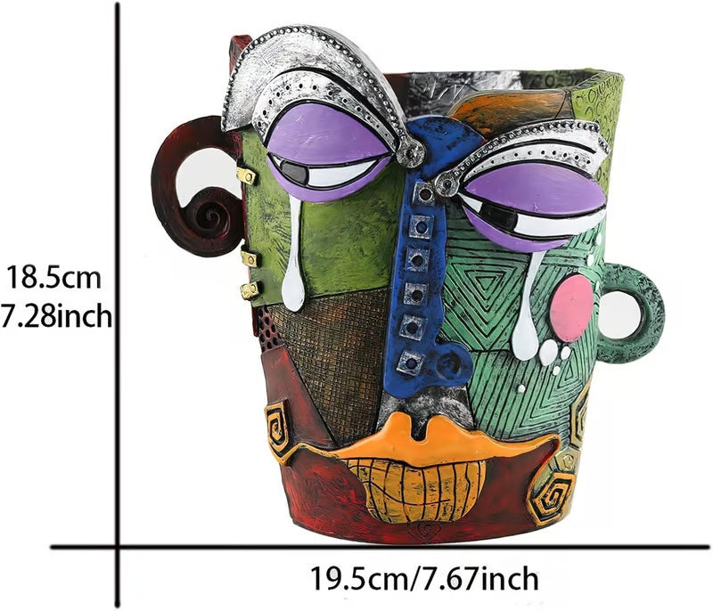 😍Handmade Picassoo Antique Bronze Abstract Beauty Face Flower Pot - Series 2