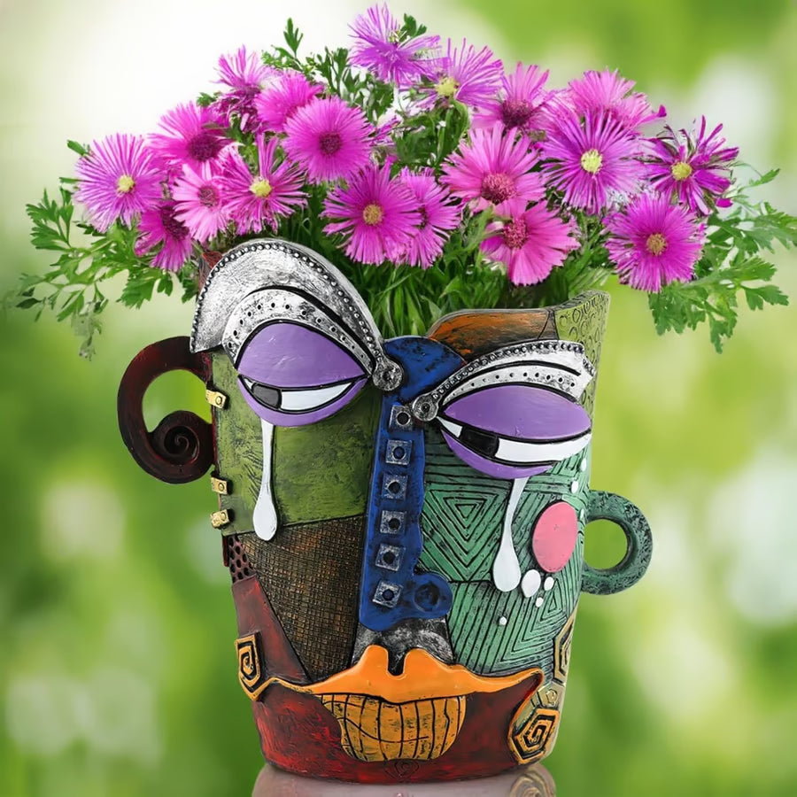 😍Handmade Picassoo Antique Bronze Abstract Beauty Face Flower Pot - Series 2