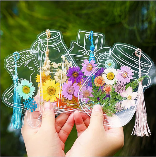Transparent Dried Flower Bookmarks(40 PCS,No flowers)