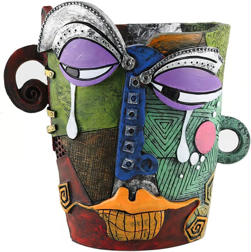 😍Handmade Picassoo Antique Bronze Abstract Beauty Face Flower Pot - Series 2