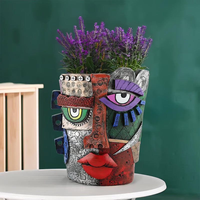 😍Handmade Picassoo Antique Bronze Abstract Beauty Face Flower Pot - Series 2