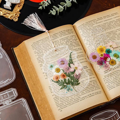 Transparent Dried Flower Bookmarks(40 PCS,No flowers)