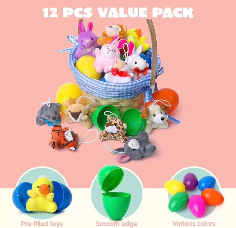 🐰Early Easter Sale-Save 49% OFF - 12/24/36 Pcs Prefilled Easter Eggs, Filled with Plush Animal Toys